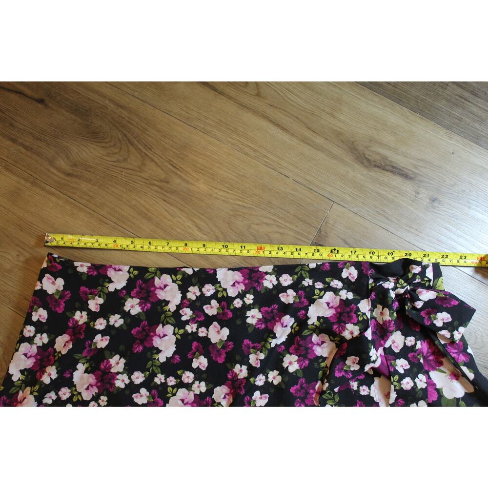 Calvin Klein Floral Faux Wrap A-Line Midi Skirt Black Pink White Women’s 18W - Picture 5 of 8